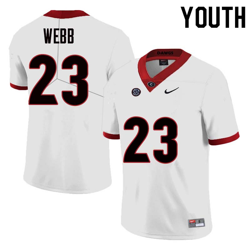 Georgia Bulldogs Youth Mark Webb #23 White Stitched College UGA Football Jersey 23ON010LB